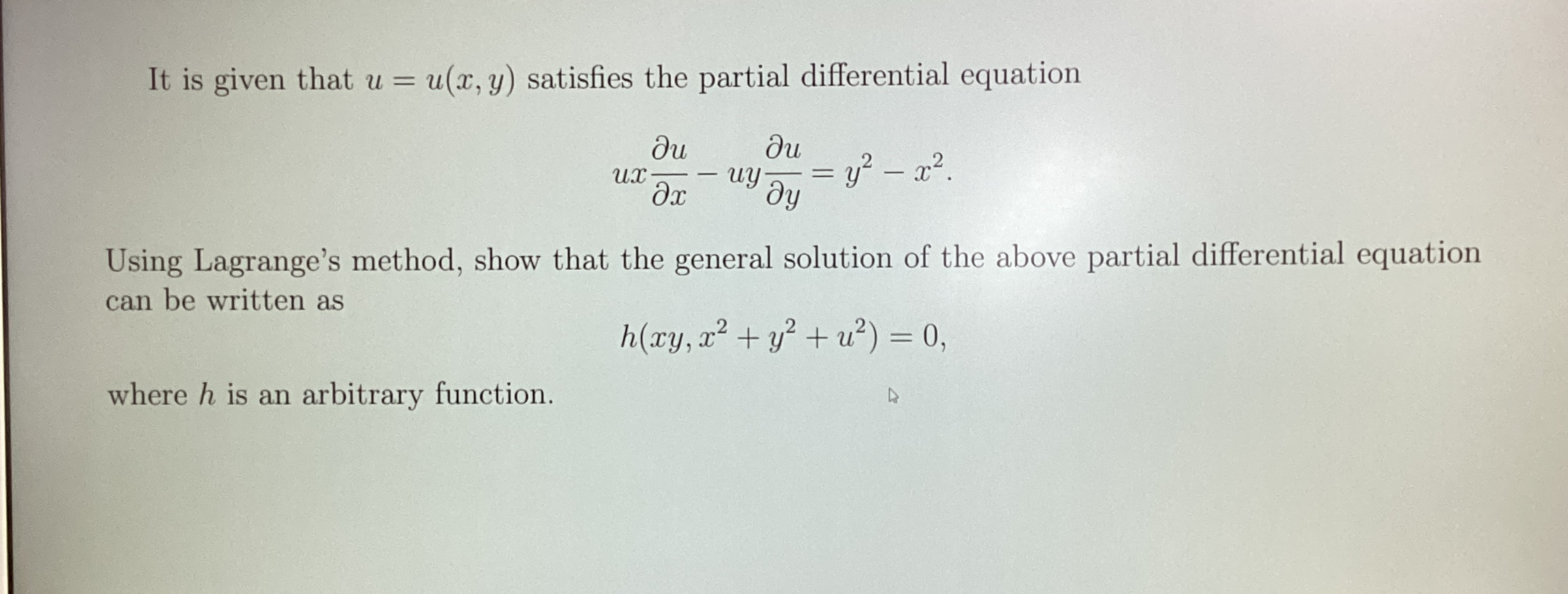 Solved It is given that u=u(x,y) ﻿satisfies the partial | Chegg.com