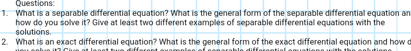 Solved Explain How To Solve Questions What Is A Separable Chegg