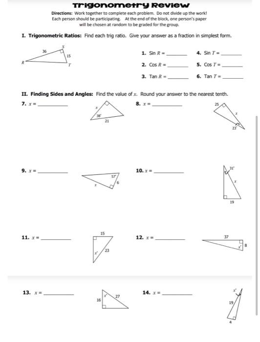 Solved Trigonometry Review Directions: Work together to | Chegg.com