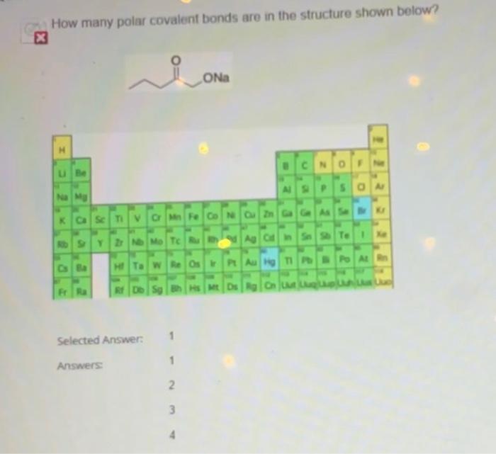 How many polar covalent bonds are in the structure shown below?
X