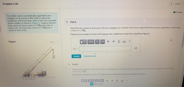 Solved Problem 5.26 2 of 4 Review The mobile crane is | Chegg.com