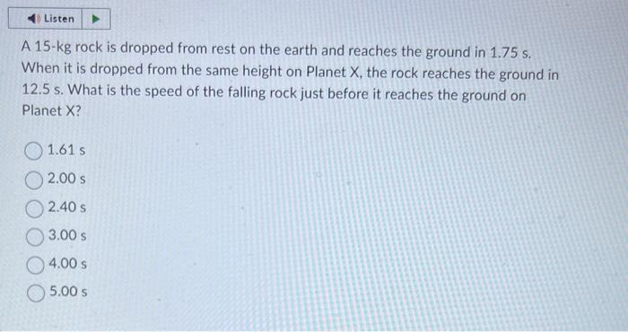 Solved A 15−kg rock is dropped from rest on the earth and | Chegg.com