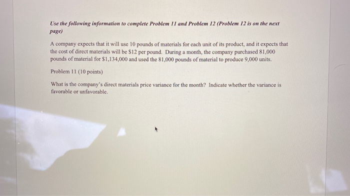Solved Use the following information to complete Problem 11 | Chegg.com
