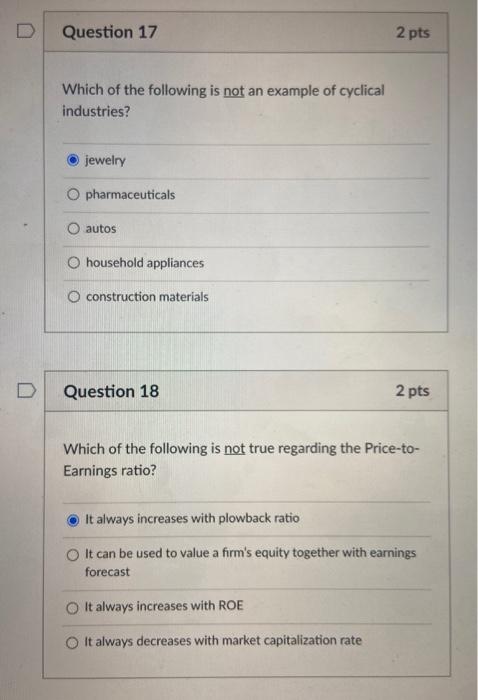 Solved Question 17 2 pts Which of the following is not an | Chegg.com
