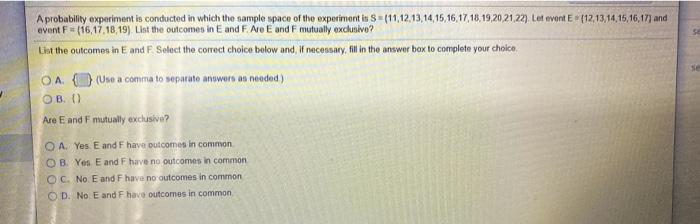 Solved A probability experiment is conducted in which the | Chegg.com