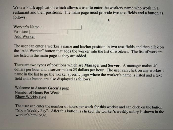 Solved Write a Flask application which allows a user to | Chegg.com