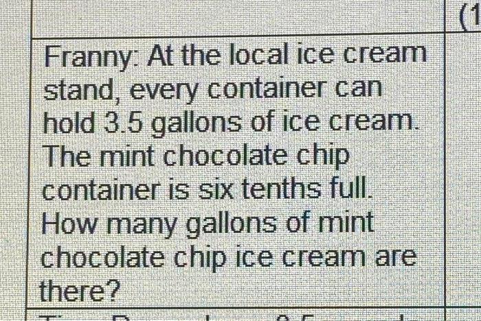 Solved Franny: At the local ice cream stand, every container | Chegg.com