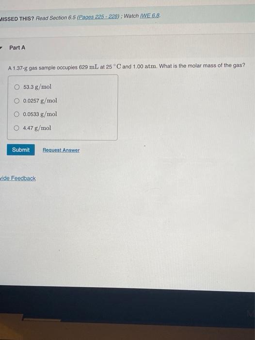 Solved Part A Which gas sample has the greatest volume at