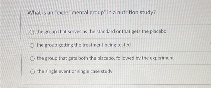 experimental group nutrition definition