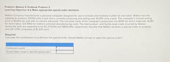 Solved Problem: Module 6 Textbook Problem 3 Learning | Chegg.com