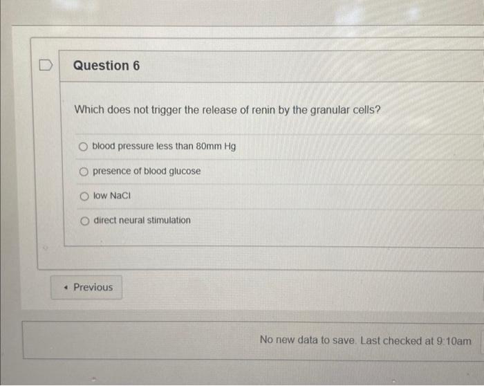Solved Which does not trigger the release of renin by the | Chegg.com