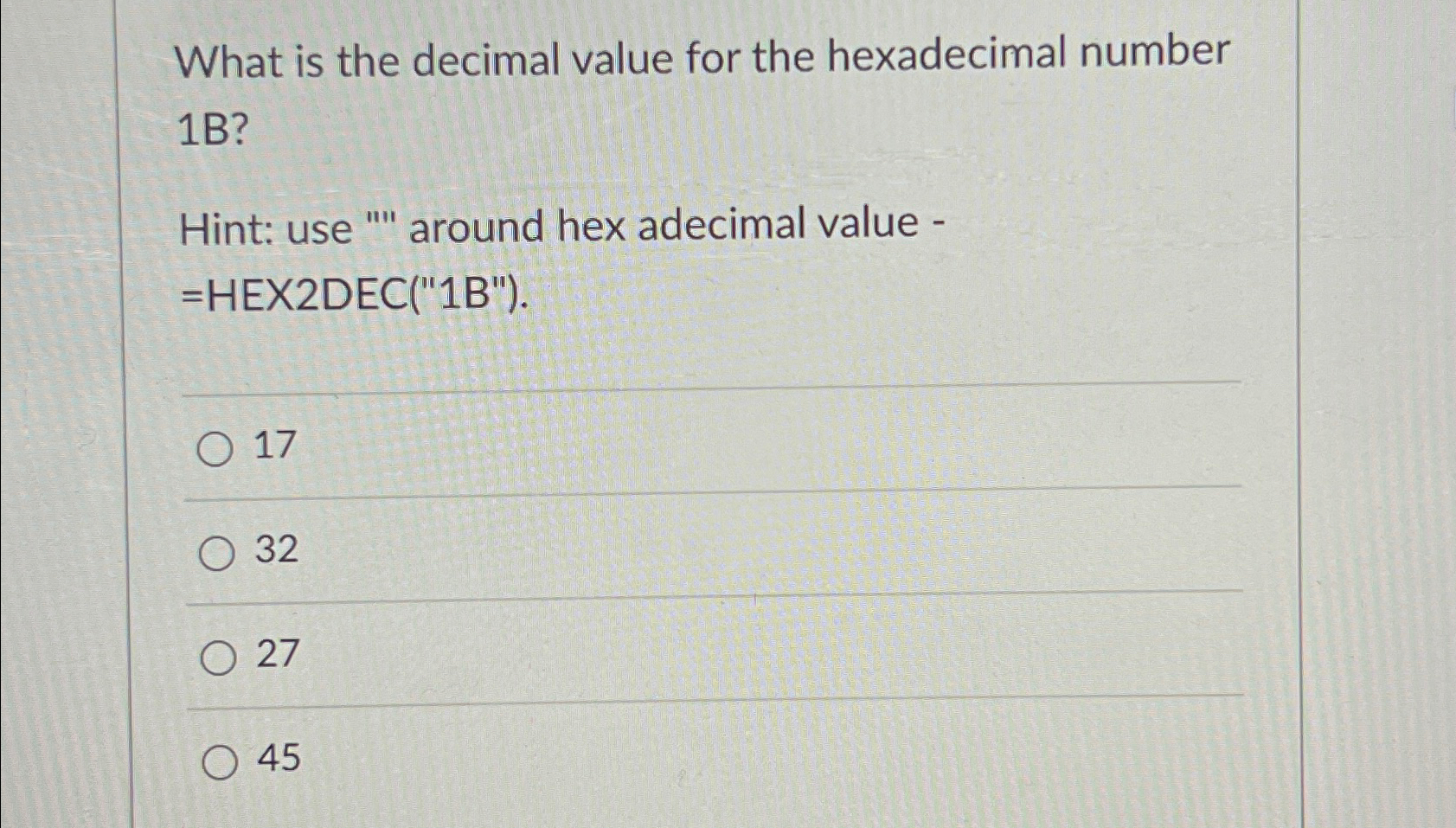Solved What is the decimal value for the hexadecimal number | Chegg.com