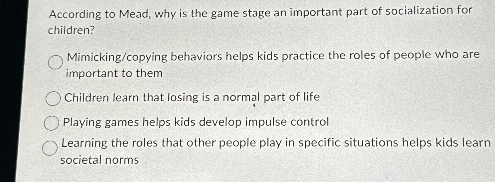 Solved According to Mead, why is the game stage an important | Chegg.com