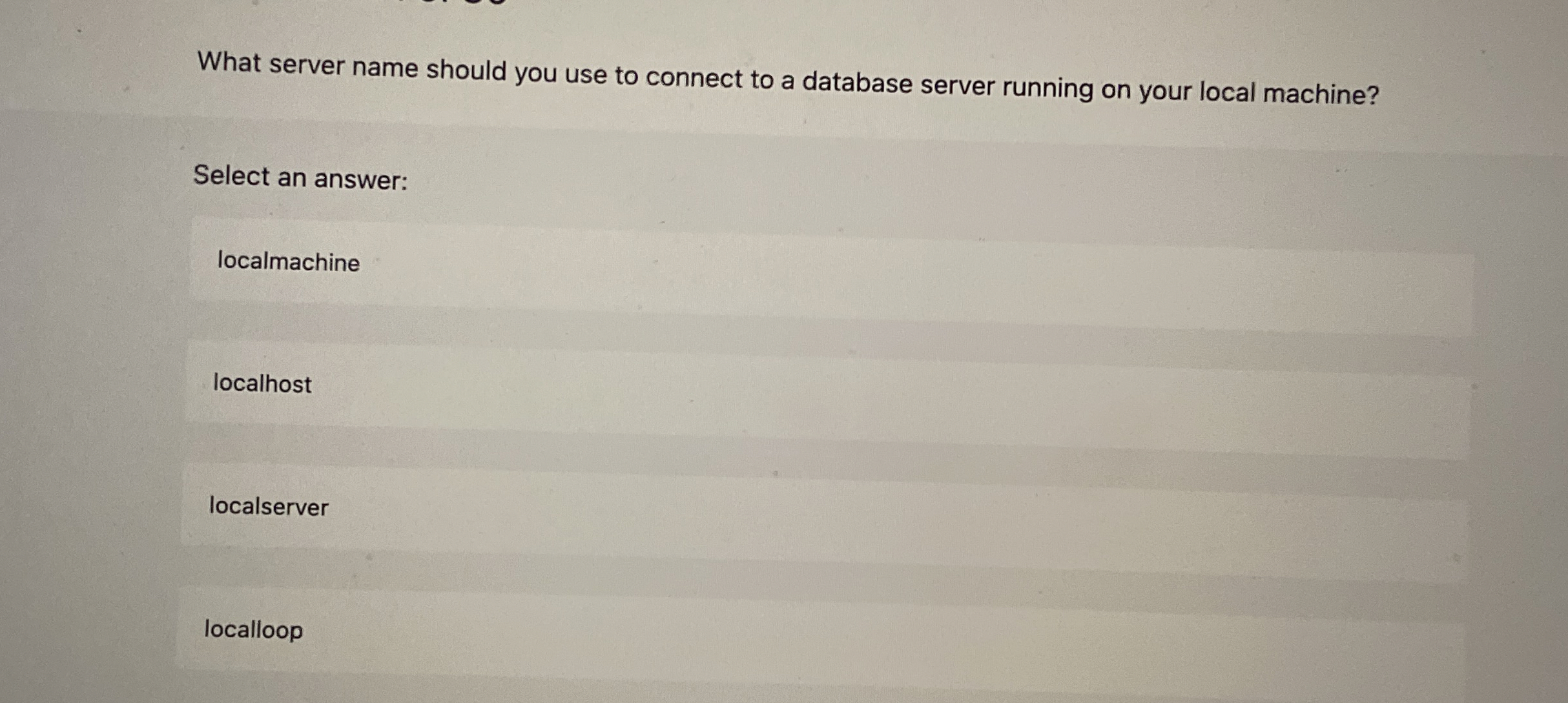 Solved What server name should you use to connect to a | Chegg.com