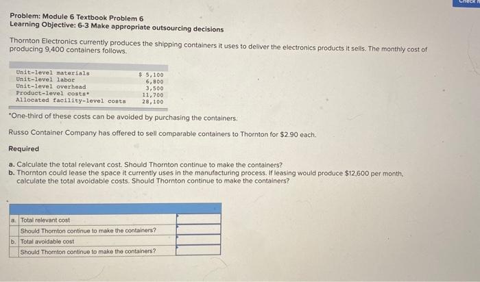 Solved C Problem: Module 6 Textbook Problem 6 Learning | Chegg.com