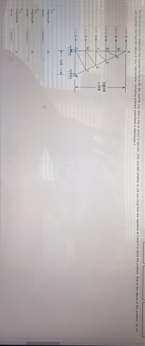 Solved For the truss show determine the member forces in E, | Chegg.com