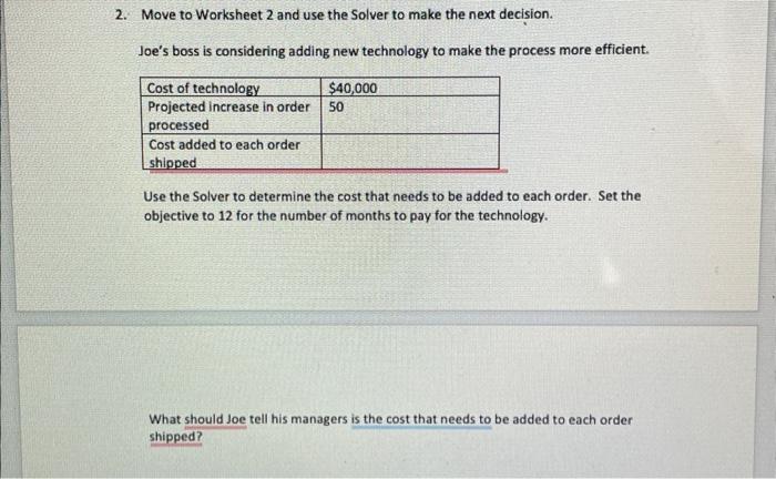 Solved Move to Worksheet 2 and use the Solver to make the | Chegg.com