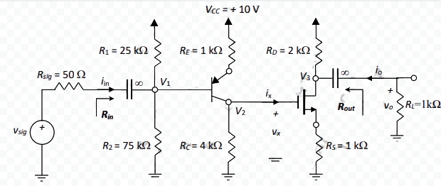 Solved The amplifier circuit shown below consists of a CE | Chegg.com