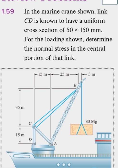 Solved 1.59 In the marine crane shown, link CD is known to | Chegg.com