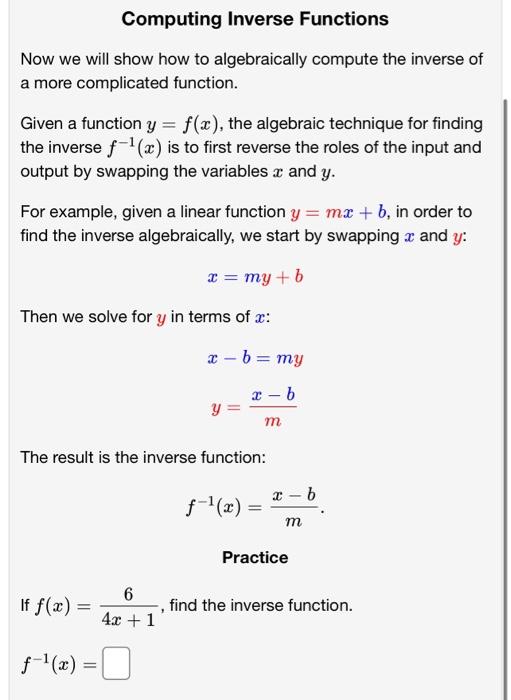 Solved What are inverse functions? If a function f(x) is | Chegg.com