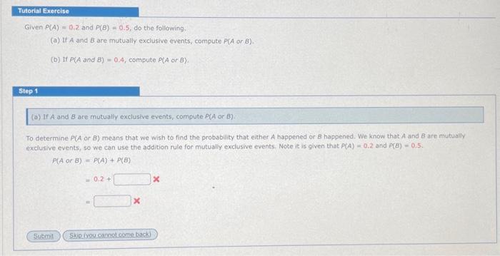 Solved Given P(A)=0.2 And P(B)=0.5, Do The Following. (a) If | Chegg.com