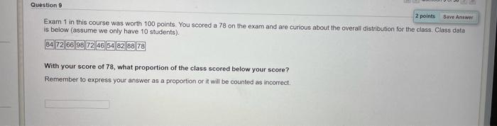 Solved Question 8 2 points Saved Exam 1 in this course was | Chegg.com