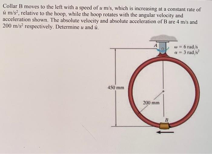 Solved Collar B moves to the left with a speed of u m/s,