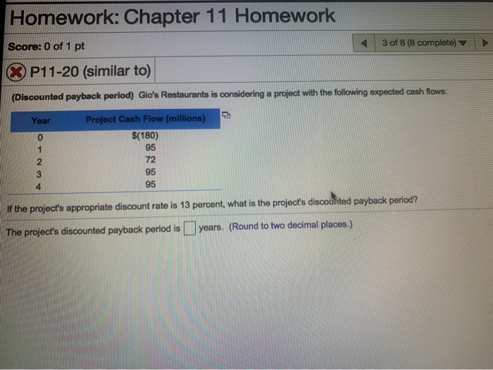 Solved Homework: Chapter 11 Homework Score: 0 of 1 pt 3 of 8 | Chegg.com