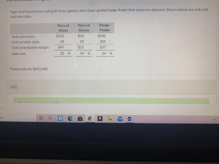 Solved Tiger Golf Accessories sells golf shoes, gloves, and