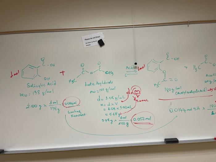 Solved 1determine The Theoretical Yield Of Aspirin In Grams 7264