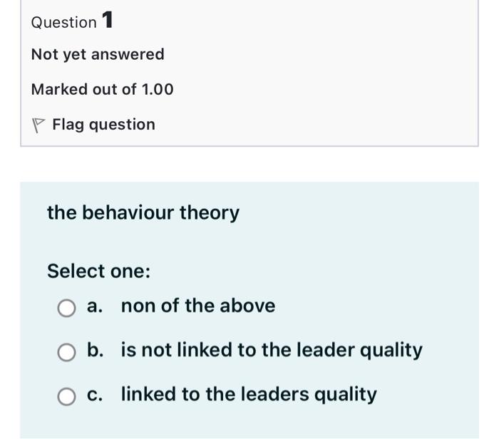 Solved Question 1 Not yet answered Marked out of 1.00 p Flag