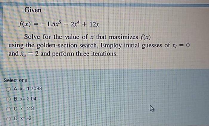 Solved Given F X 1 5x 2x4 12x Solve For The Value Of