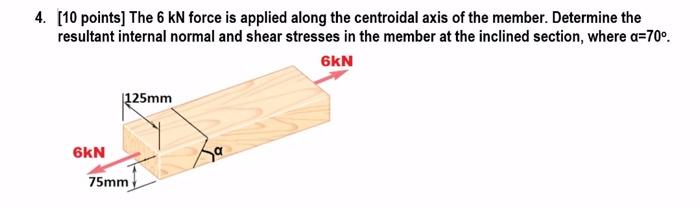 Solved 4. [10 points] The 6 kN force is applied along the | Chegg.com