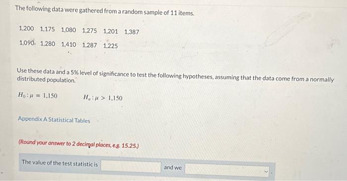 Solved The following data were gathered from a random sample | Chegg.com
