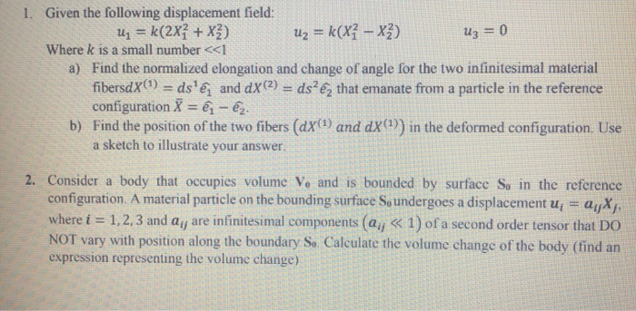 Uz 0 1 Given The Following Displacement Field Chegg Com