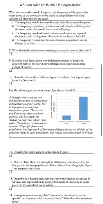Solved Worksheet 19 The Biology of Skin Color This handout | Chegg.com