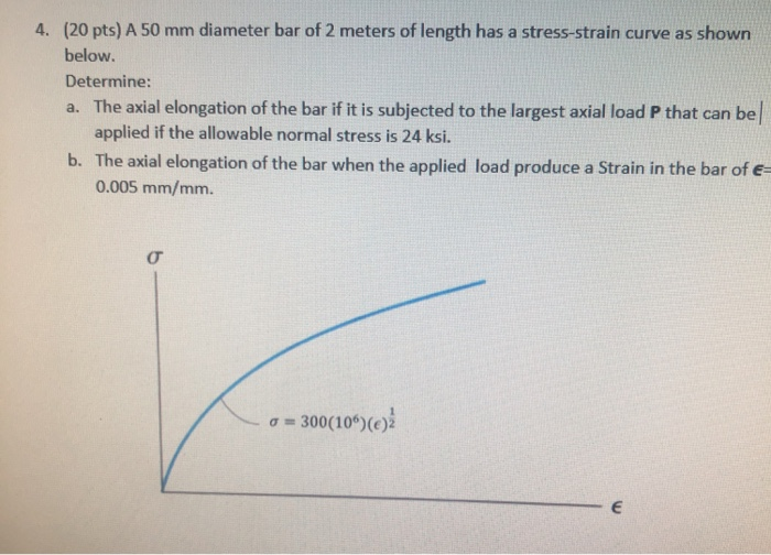 Solved 4. (20 pts) A 50 mm diameter bar of 2 meters of | Chegg.com
