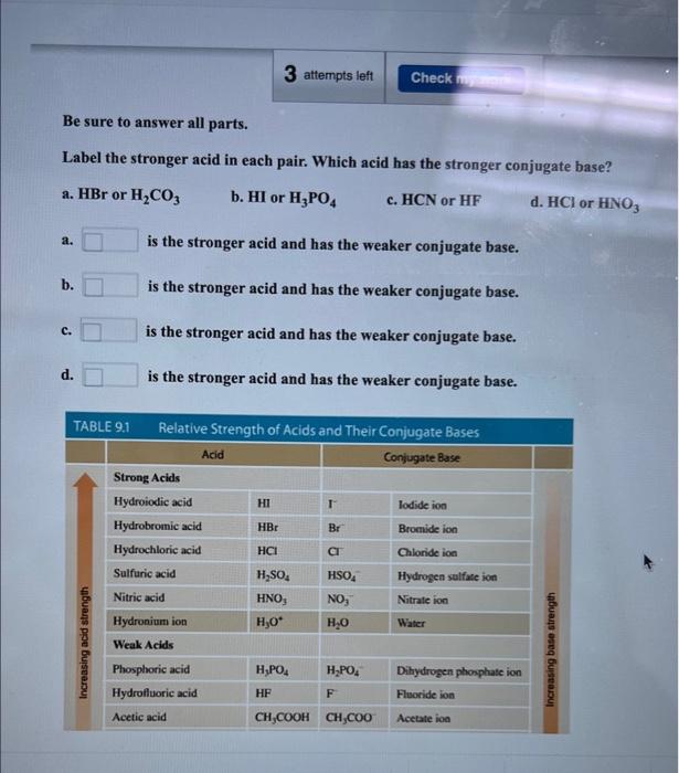 Solved 3 Attempts Left Check My Be Sure To Answer All Parts. | Chegg.com