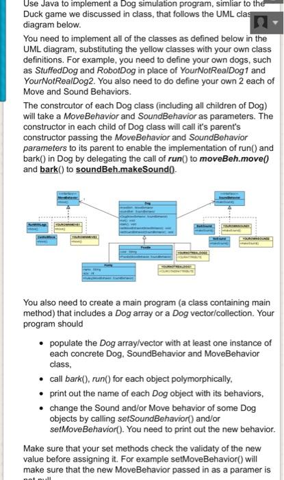 Solved Use Java to implement a Dog simulation program, | Chegg.com