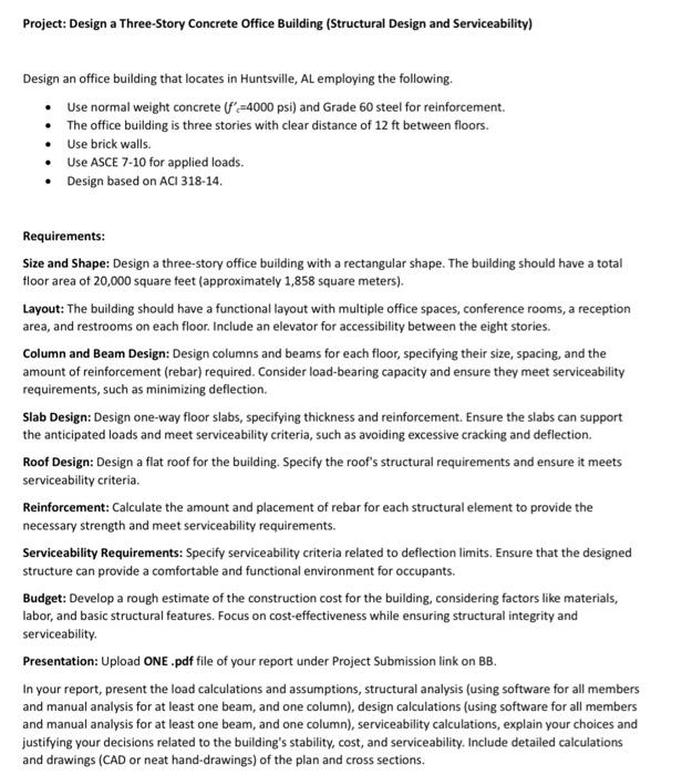 Solved Project: Design a Three-Story Concrete Office | Chegg.com