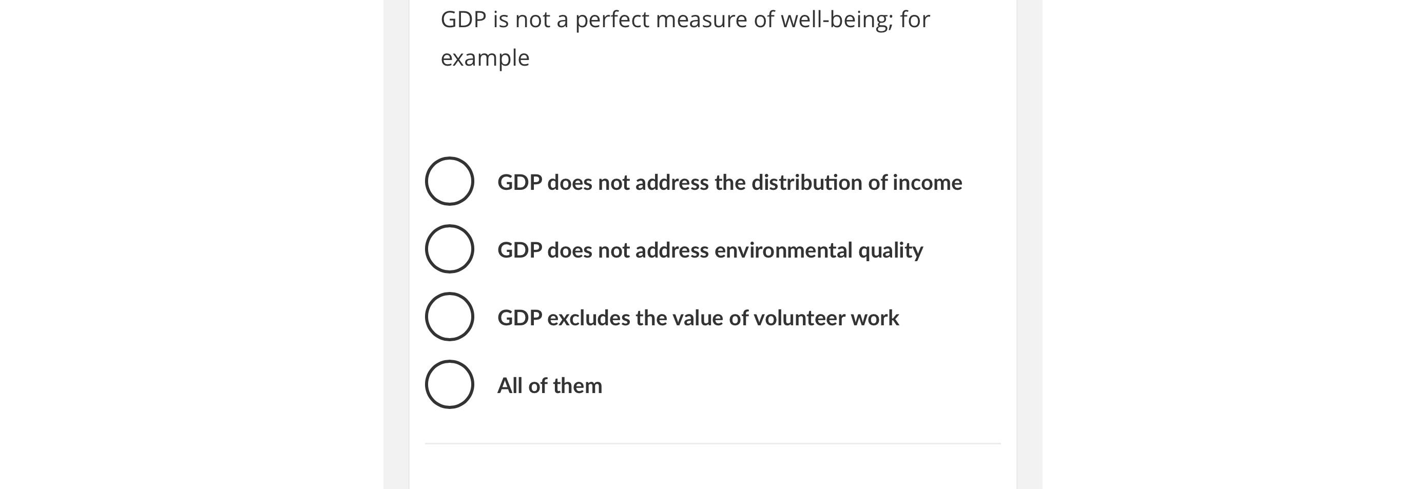 Solved GDP is not a perfect measure of wellbeing; for