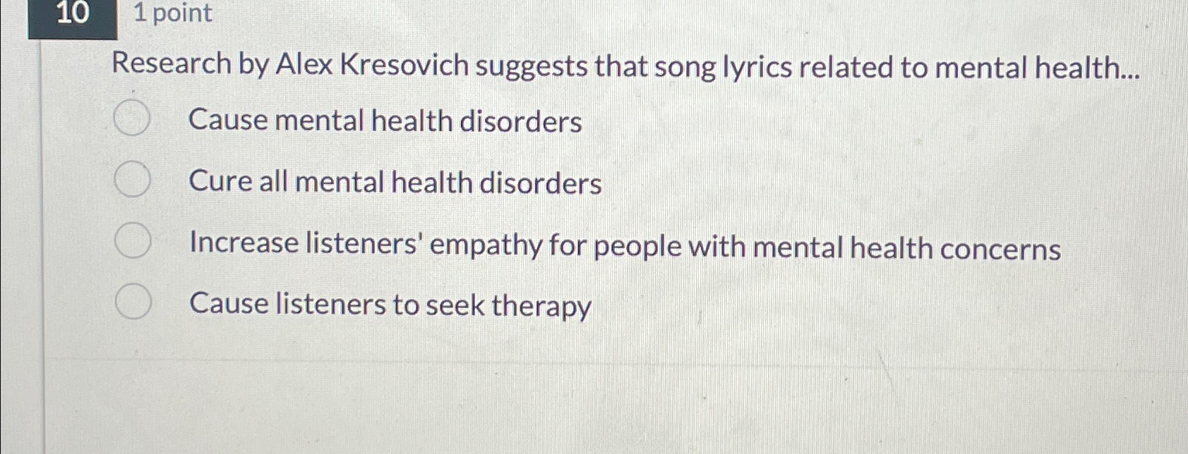 Solved Research by Alex Kresovich suggests that song lyrics | Chegg.com