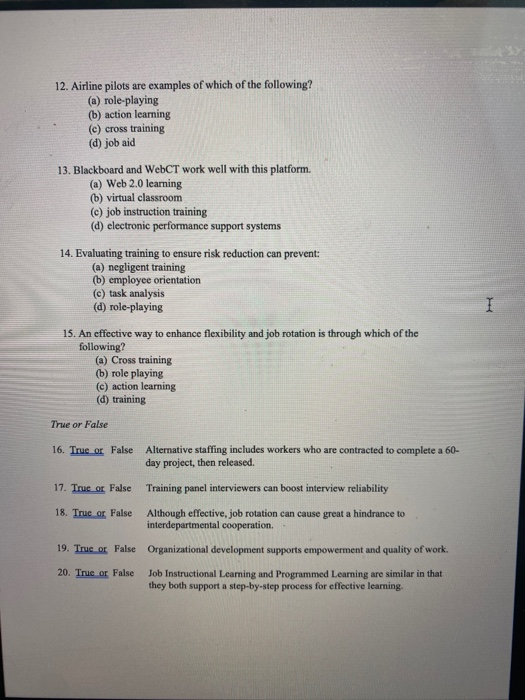 Solved 12. Airline pilots are examples of which of the