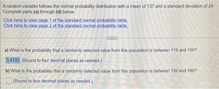 Solved A random variable follows the normal probability | Chegg.com