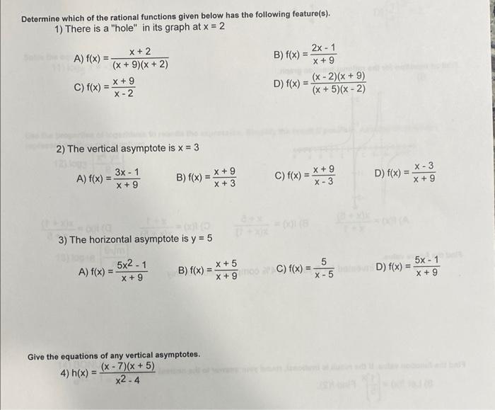 Solved Dotermine which of the rational functions given below | Chegg.com