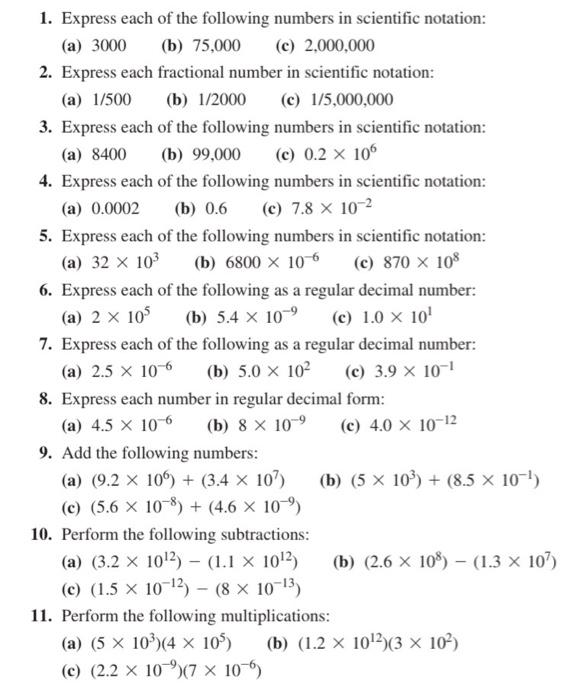 Solved 1. Express each of the following numbers in | Chegg.com