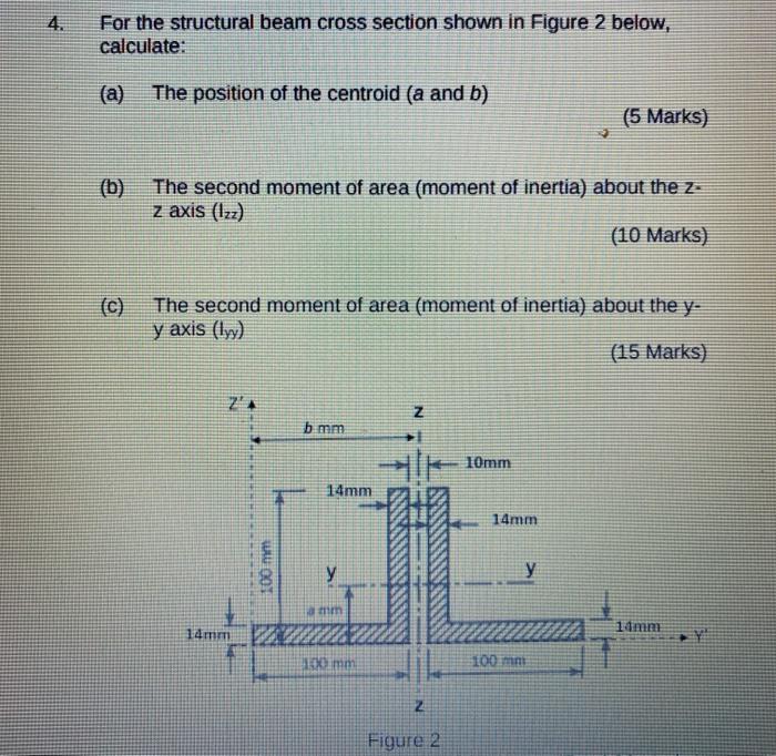 Solved 4. For the structural beam cross section shown in | Chegg.com