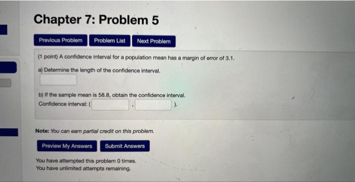 Solved (1 point) A confidence interval for a population mean | Chegg.com