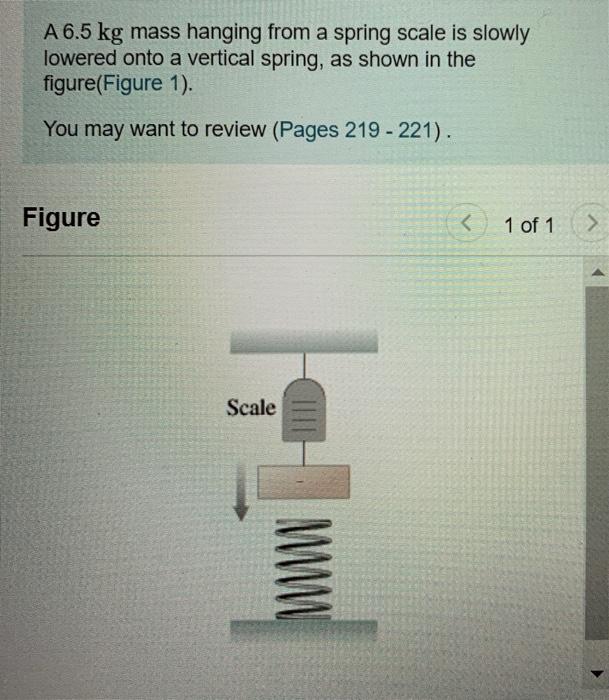 Solved A 6.5 kg mass hanging from a spring scale is slowly