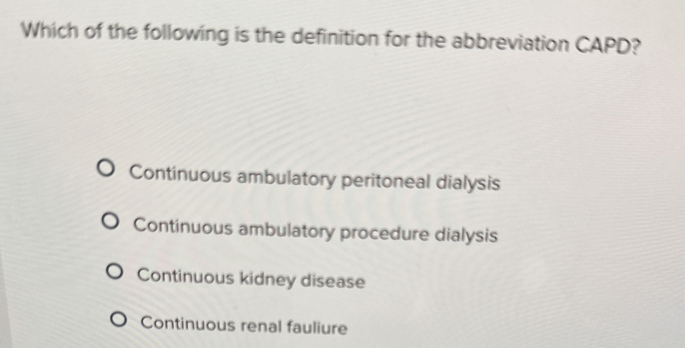 Solved Which of the following is the definition for the